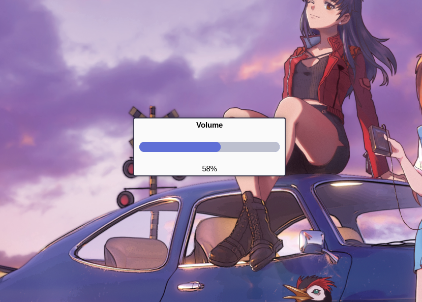 Screenshot of custom scripted volume HUD over desktop